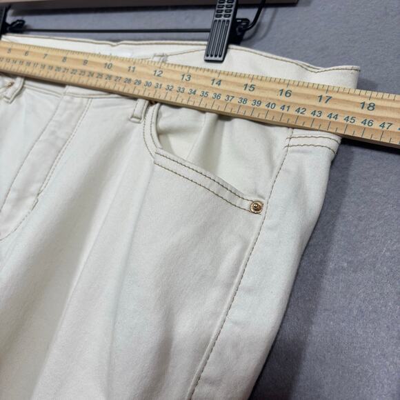 Nicole Miller SOHO High Rise Ankle Skinny Cargo Denim Stretch Sz 12 White Cream - Picture 6 of 10